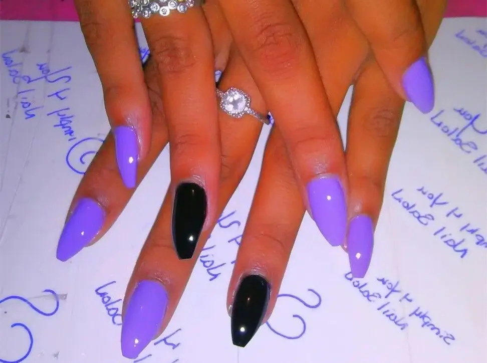 Black Purple Coffin Nails