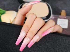 Coffin Glitter Ombre Nails