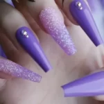 Glittery coffin Purple Nails