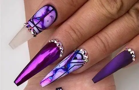 Purple Acrylic Coffin Nails