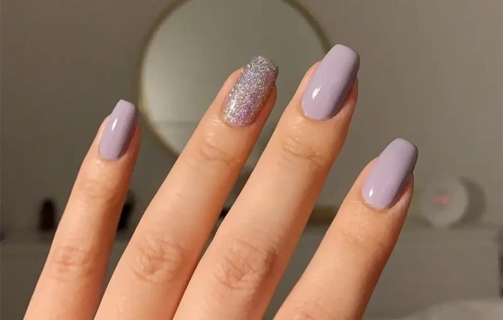 Purple Short Coffin Nails