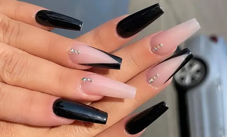 coffin black acrylic nails