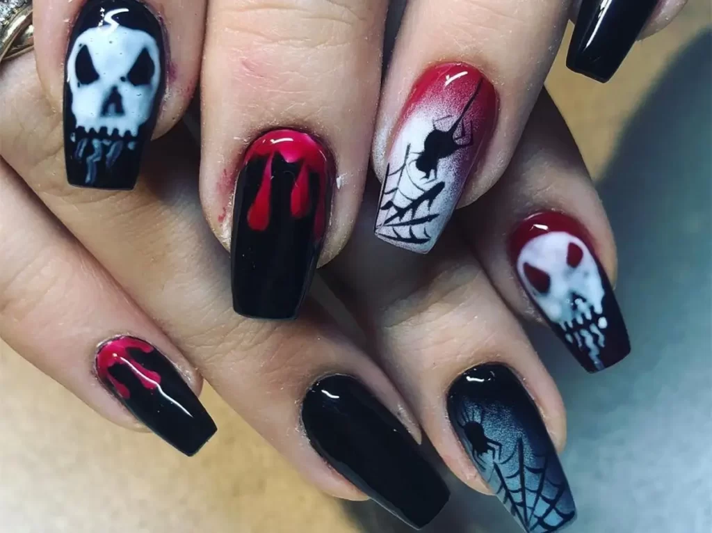 coffin halloween nails