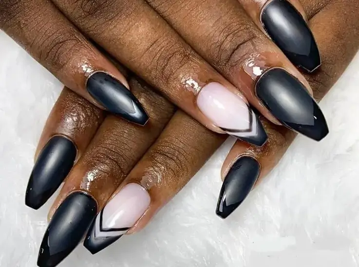 coffin matte black nails