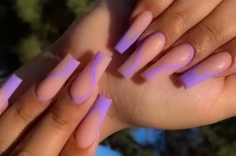 coffin purple acrylic nails