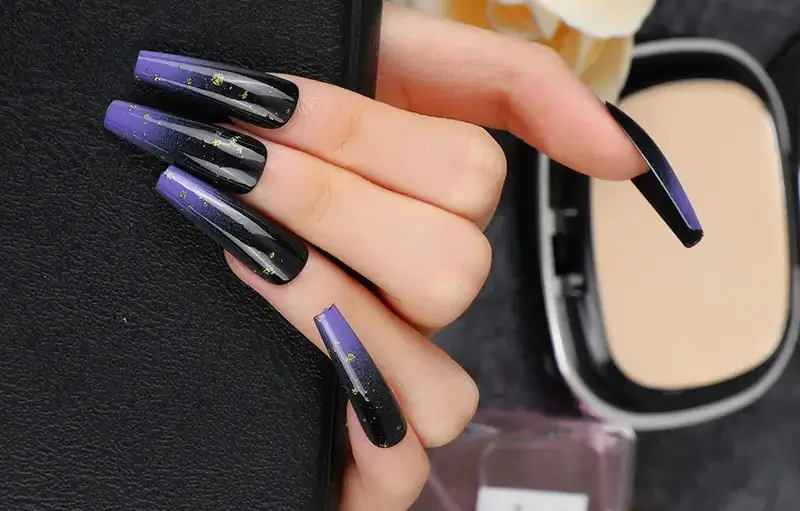 coffin purple ombre nails