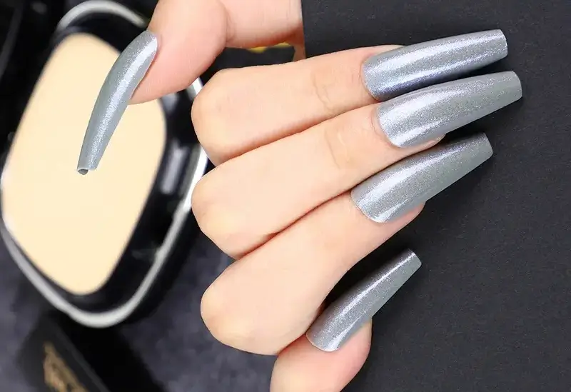 grey coffin nails