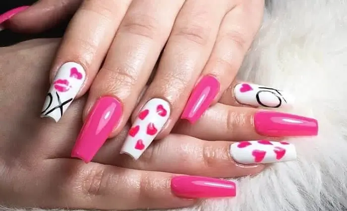 hot pink coffin nails