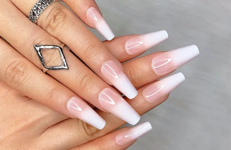 nude ombre coffin nails