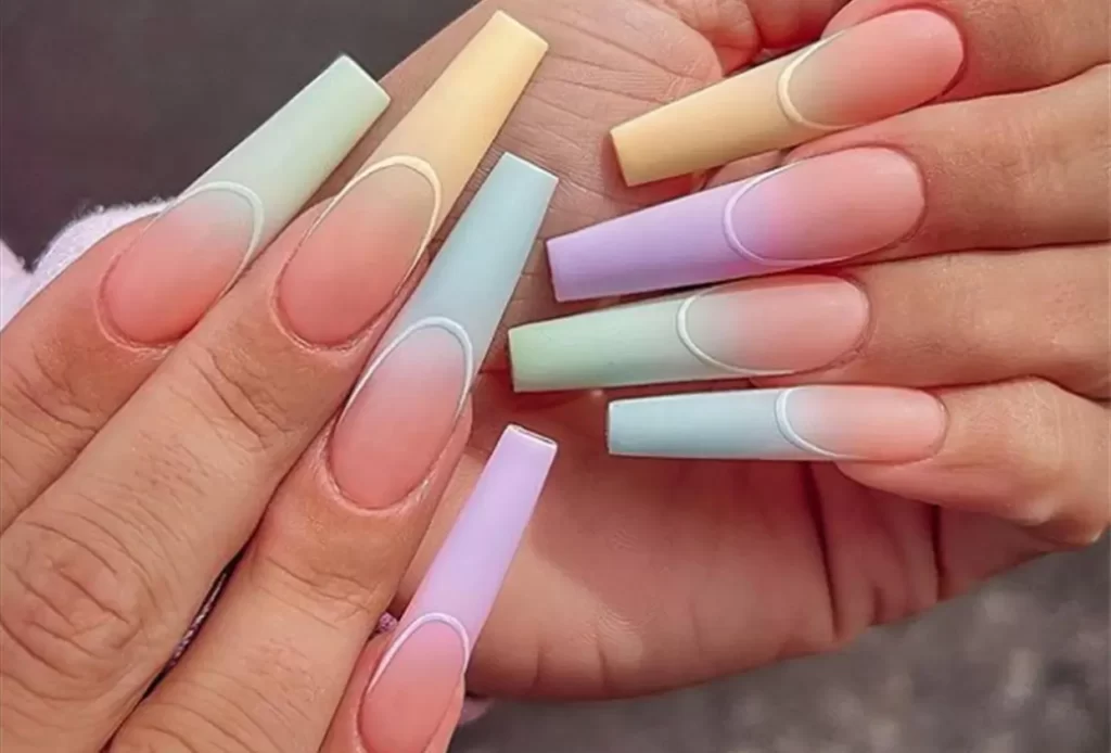 ombre french tip coffin nails