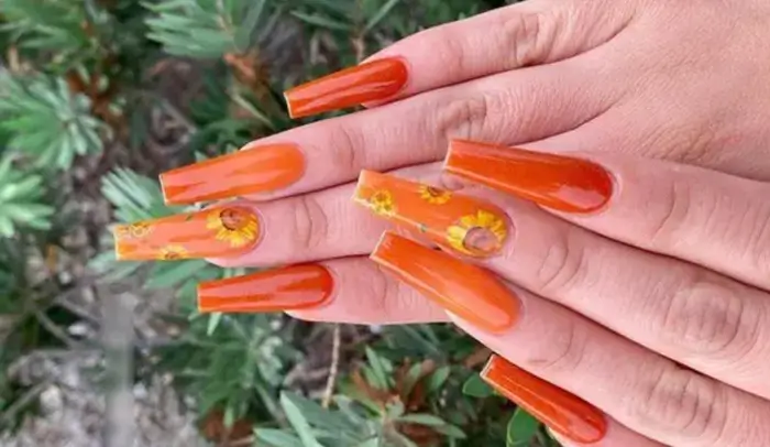 orange coffin nails