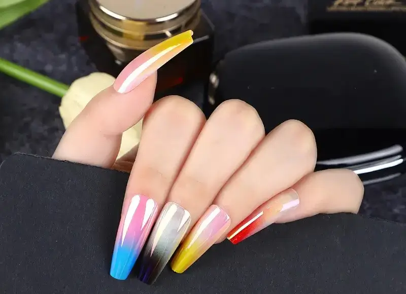 popular rainbow nails coffin