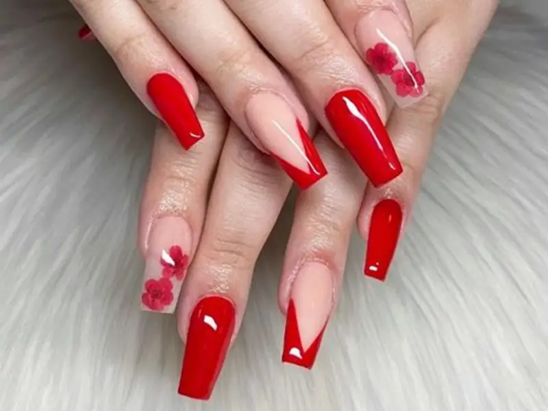 red french tip coffin nails